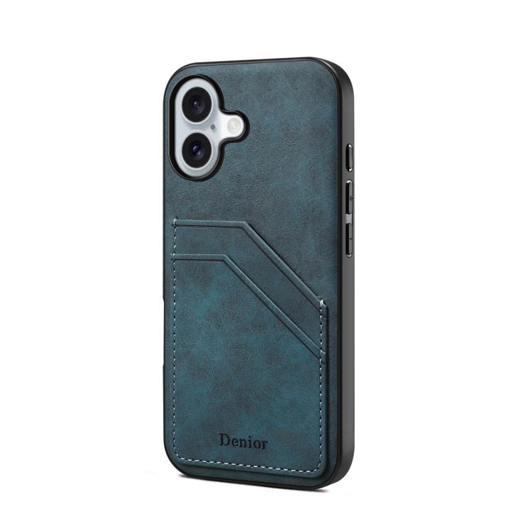 Denior D09 PU Dual Card Slot Back Cover Phone Case, For iPhone 18 Pro / 17 Pro, For iPhone 18 Pro Max / 17 Pro Max, For iPhone 17e / 16e, For iPhone 17, For iPhone Air, For iPhone 16 Pro Max, For iPhone 16 Pro, For iPhone 16 Plus