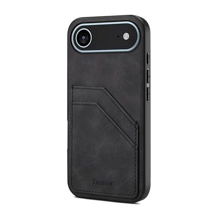 Denior D09 PU Dual Card Slot Back Cover Phone Case, For iPhone 18 Pro / 17 Pro, For iPhone 18 Pro Max / 17 Pro Max, For iPhone 17e / 16e, For iPhone 17, For iPhone Air, For iPhone 16 Pro Max, For iPhone 16 Pro, For iPhone 16 Plus
