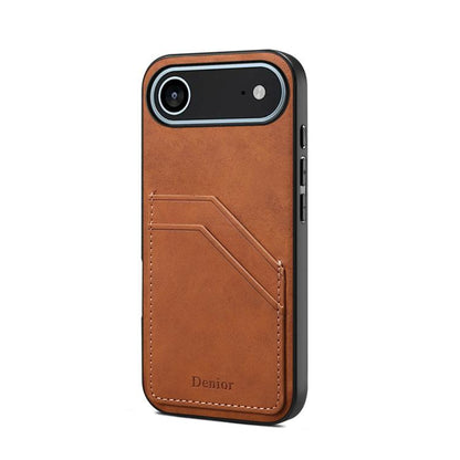 Denior D09 PU Dual Card Slot Back Cover Phone Case, For iPhone 18 Pro / 17 Pro, For iPhone 18 Pro Max / 17 Pro Max, For iPhone 17e / 16e, For iPhone 17, For iPhone Air, For iPhone 16 Pro Max, For iPhone 16 Pro, For iPhone 16 Plus