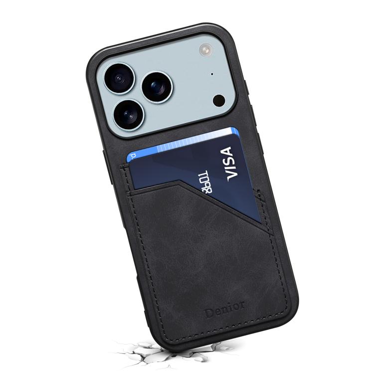 Denior D09 PU Dual Card Slot Back Cover Phone Case, For iPhone 18 Pro / 17 Pro, For iPhone 18 Pro Max / 17 Pro Max, For iPhone 17e / 16e, For iPhone 17, For iPhone Air, For iPhone 16 Pro Max, For iPhone 16 Pro, For iPhone 16 Plus