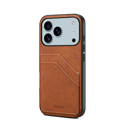Denior D09 PU Dual Card Slot Back Cover Phone Case, For iPhone 18 Pro / 17 Pro, For iPhone 18 Pro Max / 17 Pro Max, For iPhone 17e / 16e, For iPhone 17, For iPhone Air, For iPhone 16 Pro Max, For iPhone 16 Pro, For iPhone 16 Plus
