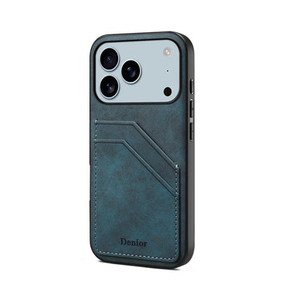 Denior D09 PU Dual Card Slot Back Cover Phone Case, For iPhone 18 Pro / 17 Pro, For iPhone 18 Pro Max / 17 Pro Max, For iPhone 17e / 16e, For iPhone 17, For iPhone Air, For iPhone 16 Pro Max, For iPhone 16 Pro, For iPhone 16 Plus