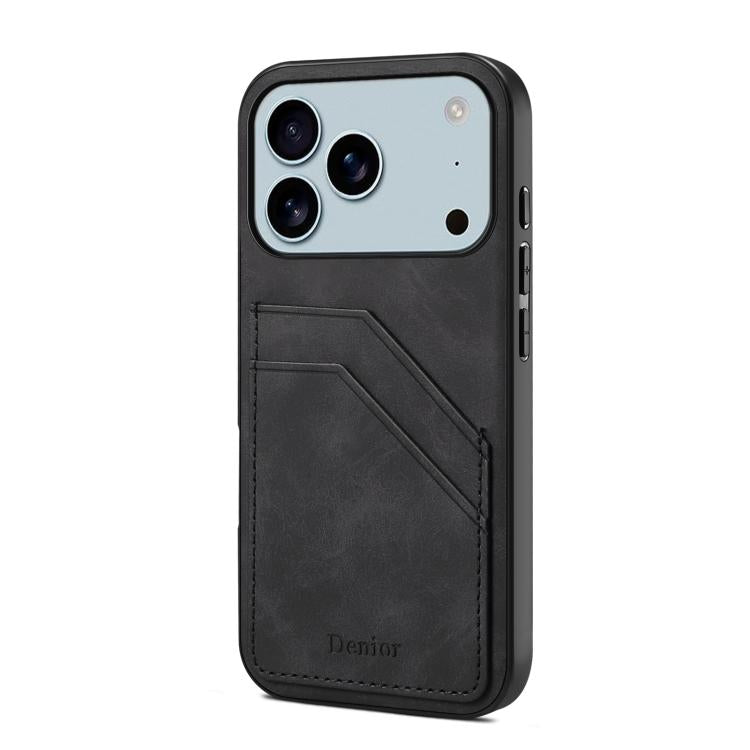 Denior D09 PU Dual Card Slot Back Cover Phone Case, For iPhone 18 Pro / 17 Pro, For iPhone 18 Pro Max / 17 Pro Max, For iPhone 17e / 16e, For iPhone 17, For iPhone Air, For iPhone 16 Pro Max, For iPhone 16 Pro, For iPhone 16 Plus