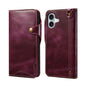 Denior B01 Oil Wax Cowhide Magnetic Button Genuine Leather Case, For iPhone 17e / 16e, For iPhone 16 Pro Max, For iPhone 16 Pro, For iPhone 16 Plus