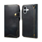 Denior B01 Oil Wax Cowhide Magnetic Button Genuine Leather Case, For iPhone 17e / 16e, For iPhone 16 Pro Max, For iPhone 16 Pro, For iPhone 16 Plus