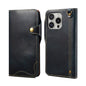 Denior B01 Oil Wax Cowhide Magnetic Button Genuine Leather Case, For iPhone 17e / 16e, For iPhone 16 Pro Max, For iPhone 16 Pro, For iPhone 16 Plus