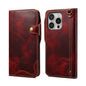 Denior B01 Oil Wax Cowhide Magnetic Button Genuine Leather Case, For iPhone 17e / 16e, For iPhone 16 Pro Max, For iPhone 16 Pro, For iPhone 16 Plus