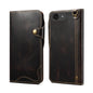 Denior B01 Oil Wax Cowhide Magnetic Button Genuine Leather Case, For iPhone 17e / 16e, For iPhone 16 Pro Max, For iPhone 16 Pro, For iPhone 16 Plus