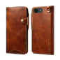 Denior B01 Oil Wax Cowhide Magnetic Button Genuine Leather Case, For iPhone 17e / 16e, For iPhone 16 Pro Max, For iPhone 16 Pro, For iPhone 16 Plus