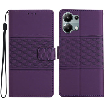 Diamond Embossed Skin Feel Leather Phone Case, For Redmi Note 14 Pro 4G, For Redmi Note 14 4G 163.25mm, For Redmi 14C 4G, For Redmi Note 13 Pro 4G