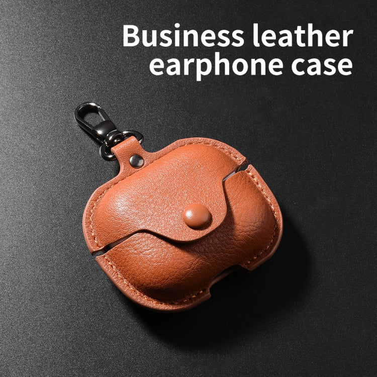 Business Leather Bluetooth Earphone Protective Case with Hook, For Samsung Galaxy Buds3 FE, For Samsung Galaxy Buds 3