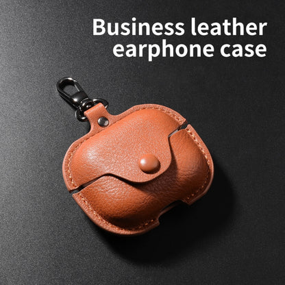 Business Leather Bluetooth Earphone Protective Case with Hook, For Samsung Galaxy Buds3 FE, For Samsung Galaxy Buds 3