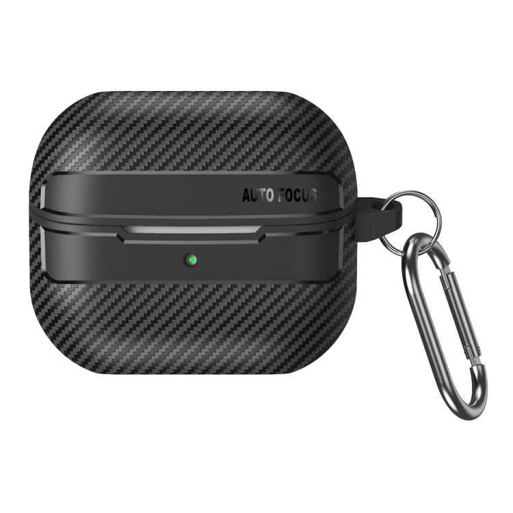 Carbon Fiber Texture Earphone Protective Case with Carabiner, For Samsung Galaxy Buds3 / 3 Pro