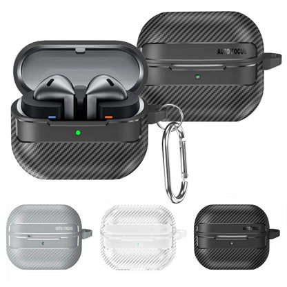 Carbon Fiber Texture Earphone Protective Case with Carabiner, For Samsung Galaxy Buds3 / 3 Pro