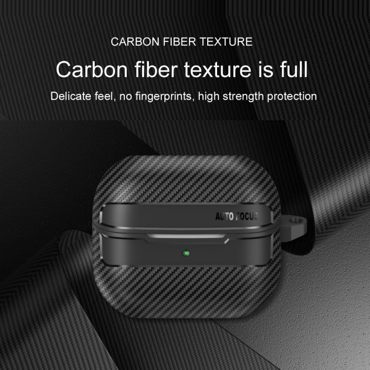 Carbon Fiber Texture Earphone Protective Case with Carabiner, For Samsung Galaxy Buds3 / 3 Pro