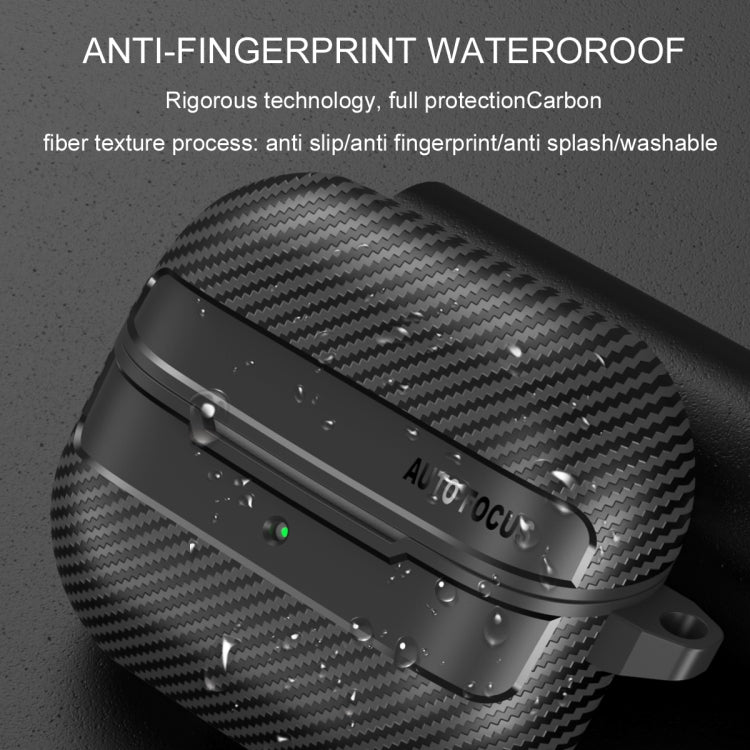 Carbon Fiber Texture Earphone Protective Case with Carabiner, For Samsung Galaxy Buds3 / 3 Pro