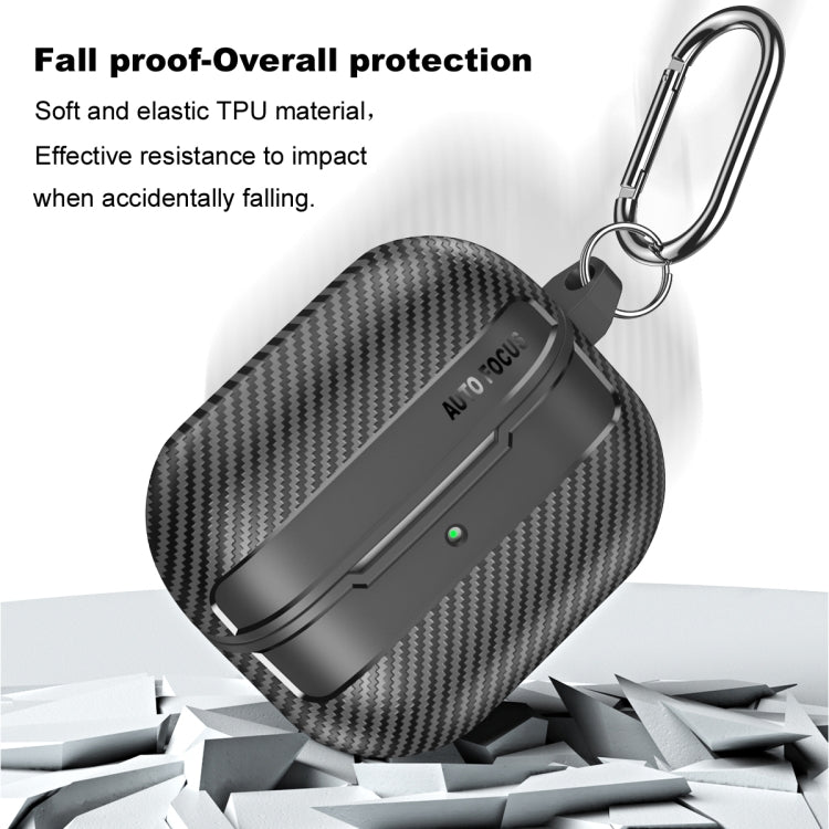 Carbon Fiber Texture Earphone Protective Case with Carabiner, For Samsung Galaxy Buds3 / 3 Pro