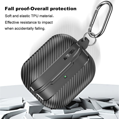 Carbon Fiber Texture Earphone Protective Case with Carabiner, For Samsung Galaxy Buds3 / 3 Pro