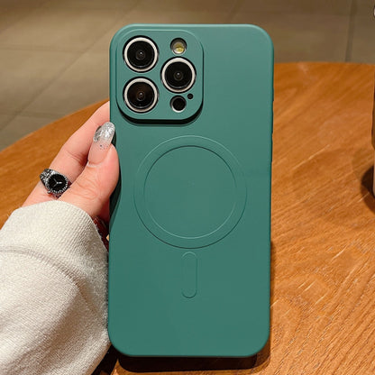 Solid Color Liquid Silicone MagSafe Magnetic Phone Case, For iPhone 15 Pro