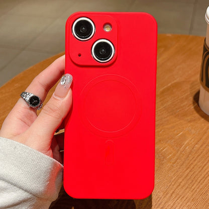Solid Color Liquid Silicone MagSafe Magnetic Phone Case, For iPhone 15 Plus