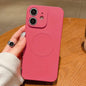 Solid Color Liquid Silicone MagSafe Magnetic Phone Case, For iPhone 12
