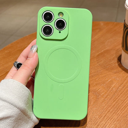 Solid Color Liquid Silicone MagSafe Magnetic Phone Case, For iPhone 11 Pro Max