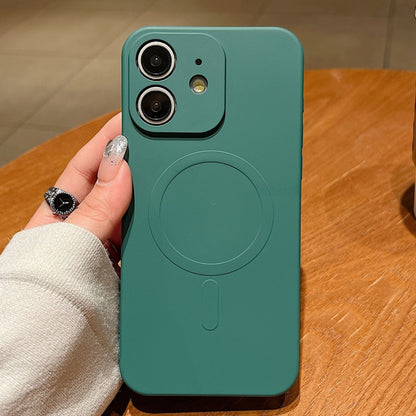 Solid Color Liquid Silicone MagSafe Magnetic Phone Case, For iPhone 11