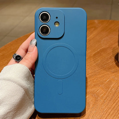 Solid Color Liquid Silicone MagSafe Magnetic Phone Case, For iPhone 11