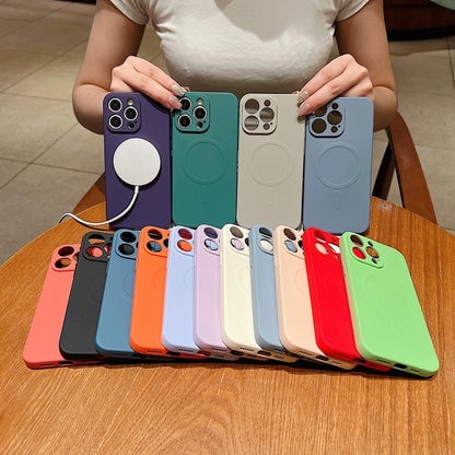 Solid Color Liquid Silicone MagSafe Magnetic Phone Case, For iPhone 17 Pro