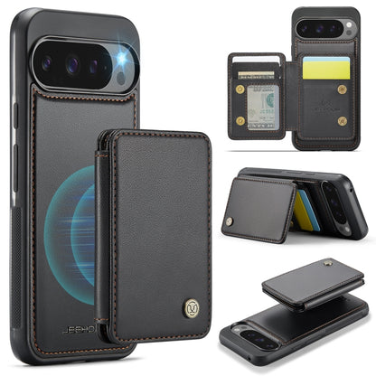 JEEHOOD J05 Business Magnetic Style RFID Leather Phone Case, For Google Pixel 10a, For Google Pixel 9a, For Google Pixel 9 Pro XL, For Google Pixel 9 / 9 Pro