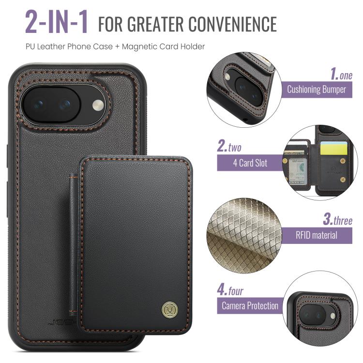 JEEHOOD J05 Business Magnetic Style RFID Leather Phone Case, For Google Pixel 10a, For Google Pixel 9a, For Google Pixel 9 Pro XL, For Google Pixel 9 / 9 Pro
