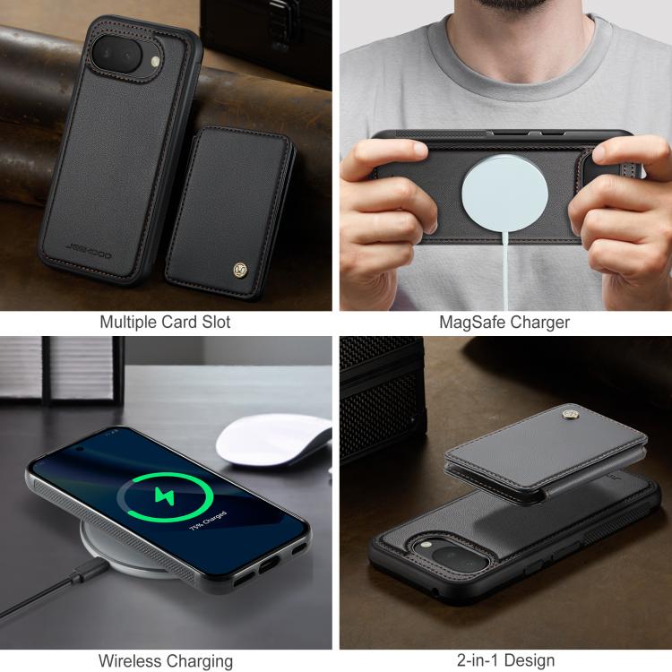 JEEHOOD J05 Business Magnetic Style RFID Leather Phone Case, For Google Pixel 10a, For Google Pixel 9a, For Google Pixel 9 Pro XL, For Google Pixel 9 / 9 Pro