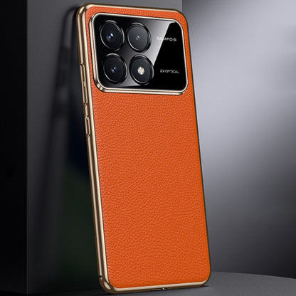 First Layer Cowhide Leather Electroplated PC Phone Case, For Redmi K70 Ultra, For Redmi K70 / K70 Pro, For Redmi K70 Champion