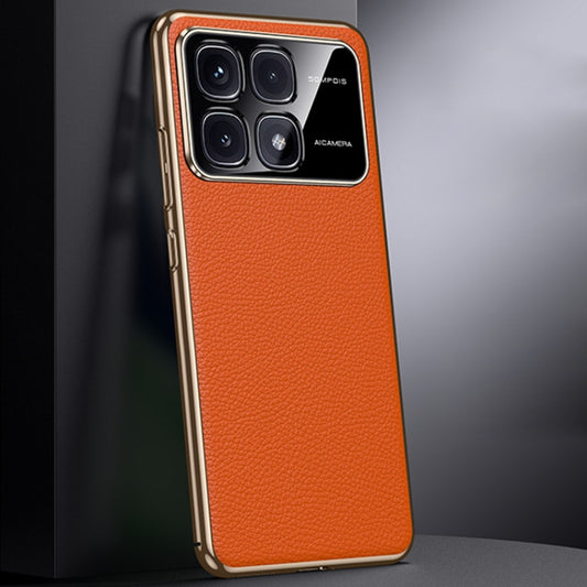 First Layer Cowhide Leather Electroplated PC Phone Case, For Redmi K70 Ultra, For Redmi K70 / K70 Pro, For Redmi K70 Champion