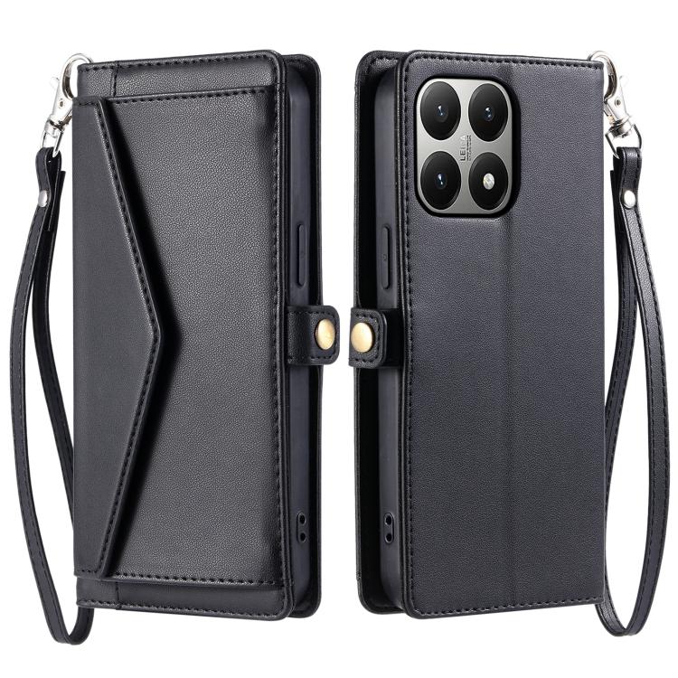 Wallet Multi-card Slot Leather Phone Case with Lanyard