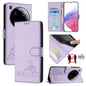 Cat Rat Embossed Pattern RFID Leather Phone Case with Lanyard