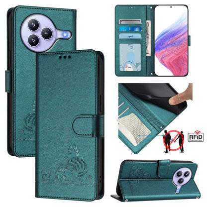 Cat Rat Embossed Pattern RFID Leather Phone Case with Lanyard