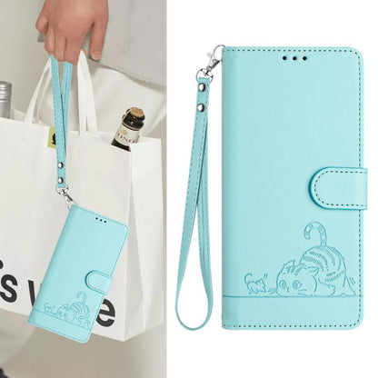 Cat Rat Embossed Pattern RFID Leather Phone Case with Lanyard, For Xiaomi 15T 5G, For Xiaomi Civi 5 Pro 5G, For Xiaomi 15S Pro 5G, For Xiaomi Poco M7 5G / C75 4G