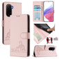 Cat Rat Embossed Pattern RFID Leather Phone Case with Lanyard
