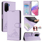 Cat Rat Embossed Pattern RFID Leather Phone Case with Lanyard