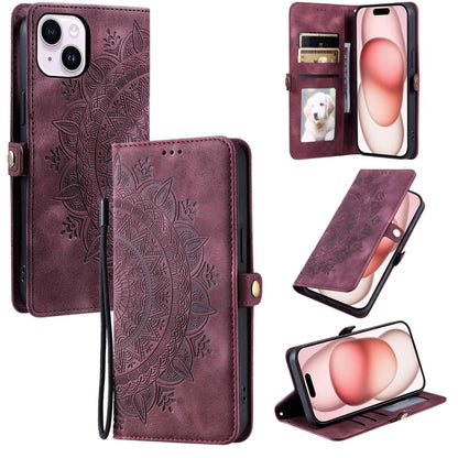 Skin Feel Totem Embossed Leather Phone Case, For iPhone 15, For iPhone 14 Plus, For iPhone 14, For iPhone 14 Pro