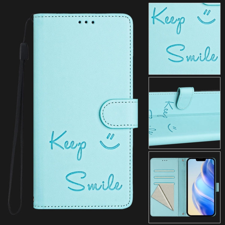 Smile Embossing RFID Leather Phone Case, For iPhone 15, For iPhone 14 Plus, For iPhone 14 / 13, For iPhone 14 Pro