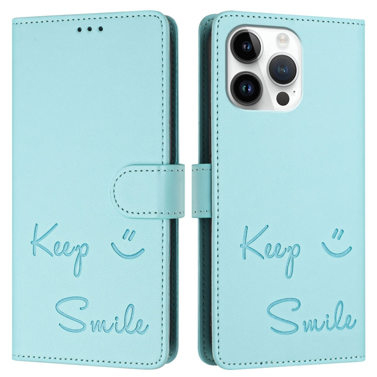 Smile Embossing RFID Leather Phone Case, For iPhone 14 Pro Max, For iPhone SE 2022 / 2020 / 8 / 7, For iPhone 13 Pro Max, For iPhone 13 Pro