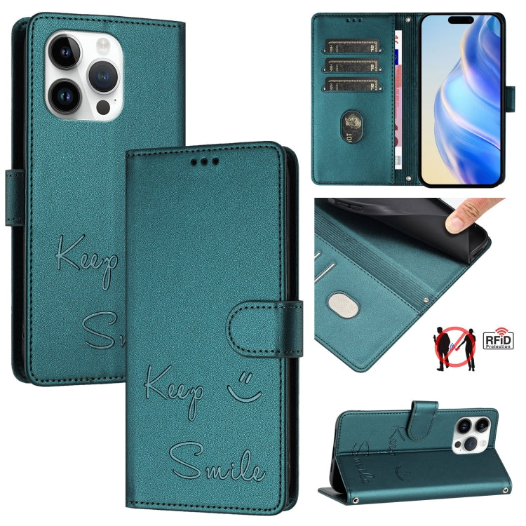 Smile Embossing RFID Leather Phone Case, For iPhone 14 Pro Max, For iPhone SE 2022 / 2020 / 8 / 7, For iPhone 13 Pro Max, For iPhone 13 Pro