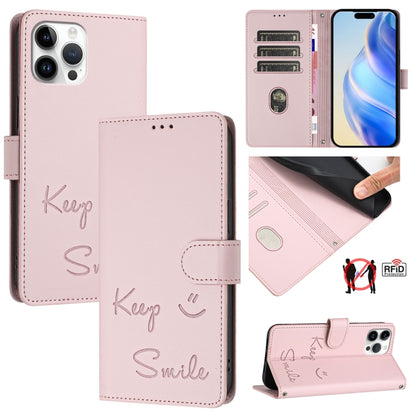 Smile Embossing RFID Leather Phone Case, For iPhone 13 mini, For iPhone 12 / 12 Pro, For iPhone 12 Pro Max, For iPhone 12 mini