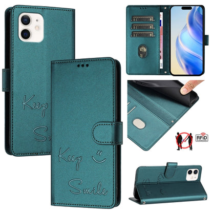 Smile Embossing RFID Leather Phone Case, For iPhone 11 Pro Max, For iPhone 11, For iPhone 11 Pro, For iPod Touch 7 / 6 / 5