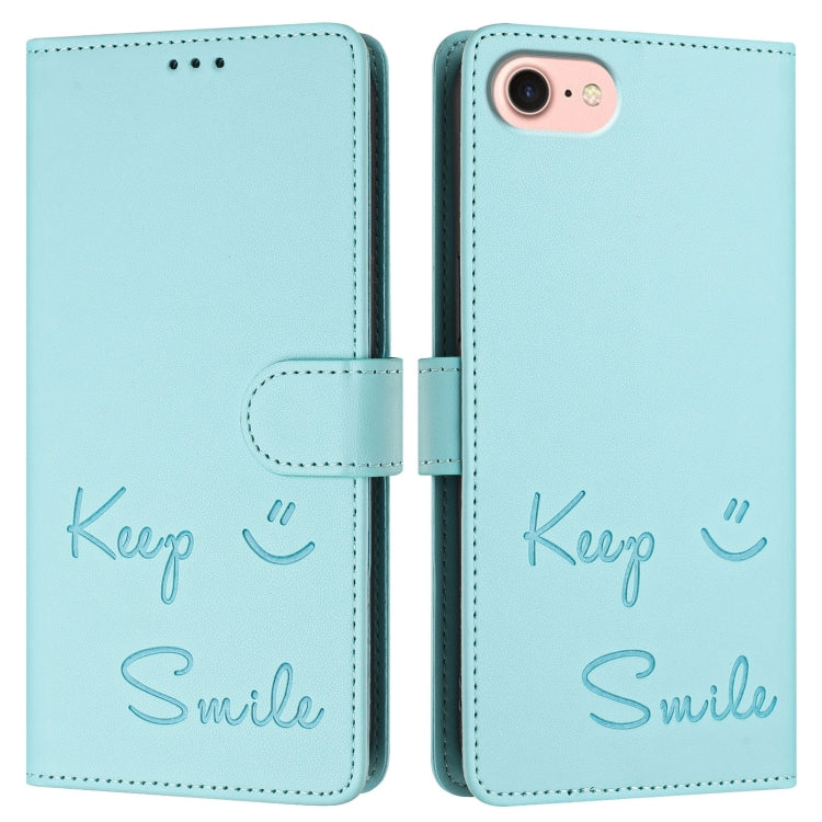 Smile Embossing RFID Leather Phone Case, For iPhone SE 2024, For iPhone 16 Pro Max, For iPhone 16 Pro, For iPhone 16 Plus
