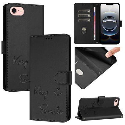 Smile Embossing RFID Leather Phone Case, For iPhone SE 2024, For iPhone 16 Pro Max, For iPhone 16 Pro, For iPhone 16 Plus
