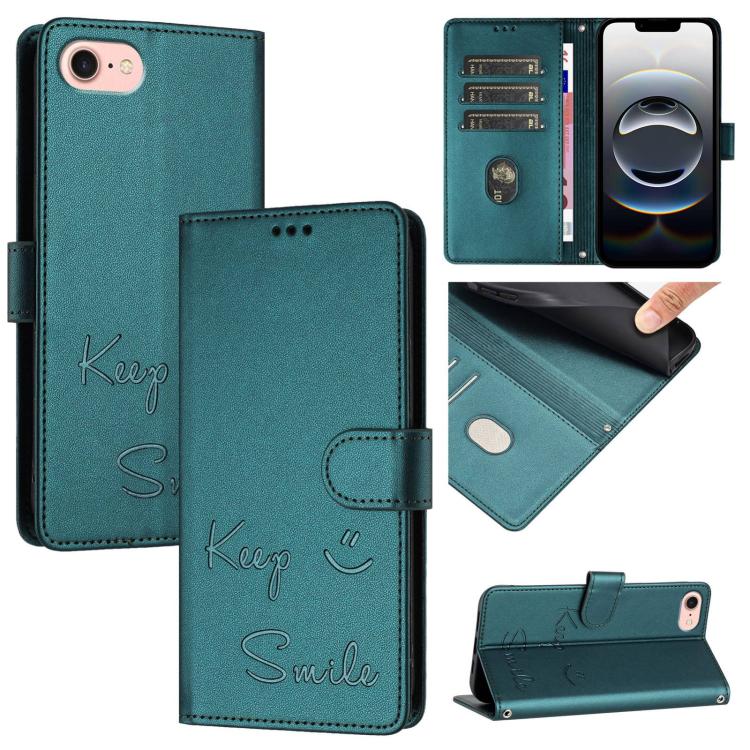 Smile Embossing RFID Leather Phone Case, For iPhone SE 2024, For iPhone 16 Pro Max, For iPhone 16 Pro, For iPhone 16 Plus