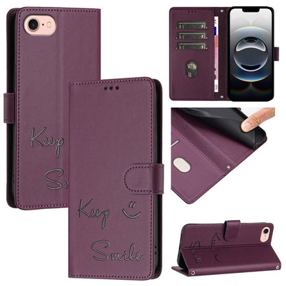 Smile Embossing RFID Leather Phone Case, For iPhone SE 2024, For iPhone 16 Pro Max, For iPhone 16 Pro, For iPhone 16 Plus